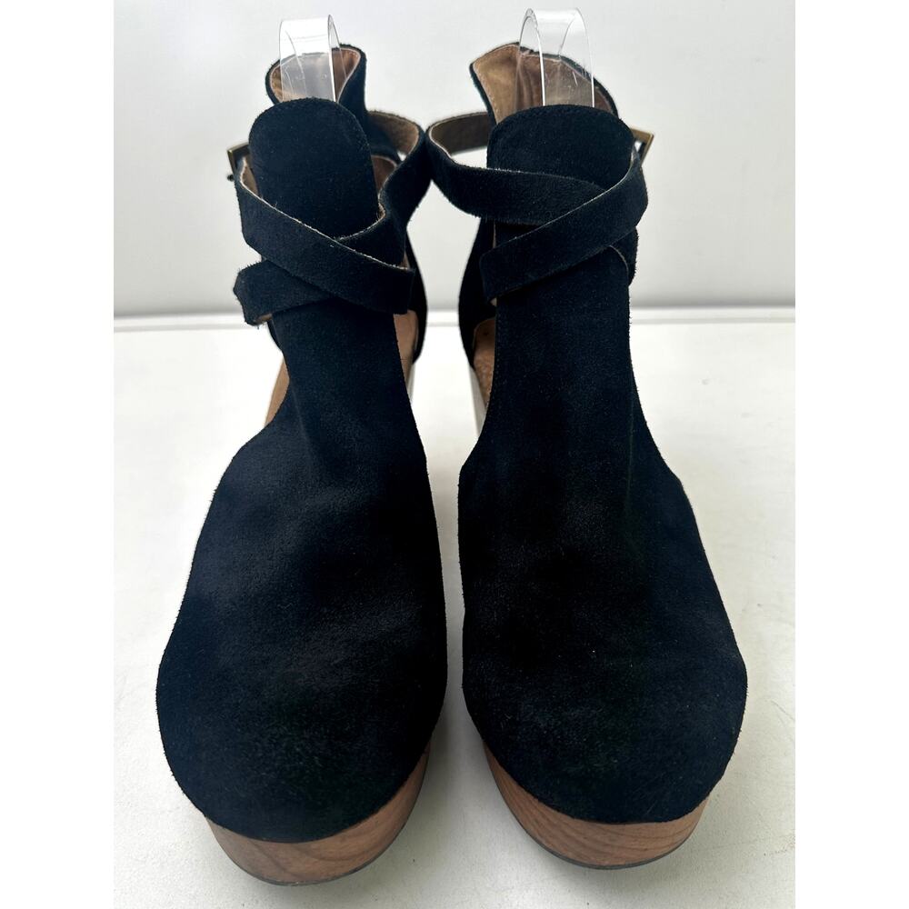 Free People Black Suede Cedar Platform Wood Clogs Women's Sz 39 - Picture 5 of 10